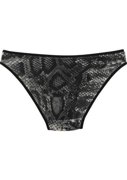 Kadın Siyah Yılan Desenli 2'li Slip modelleri