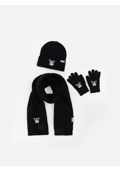 Yeni Sezon Kuromi Nakışlı Kız Çocuk Atkı Bere ve Eldiven Seti