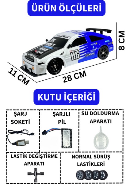 Oyuncak 28 cm Uzaktan Kumandalı 4x4 Buhar Atan Drift Arabası 20 Km/h Hız Drift Tekerler 7.4 V Şarjlı Drift Için Üretilmiş Özel Araba fiyatları