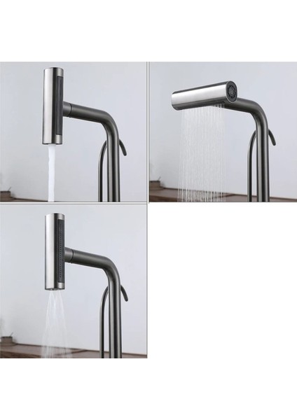 Mutfak Eviye Bataryası Dual Flow Arıtma Çıkışlı Duş Şelale 4 Fonksiyon Antrasit Ithal 7 Yıl Garanti