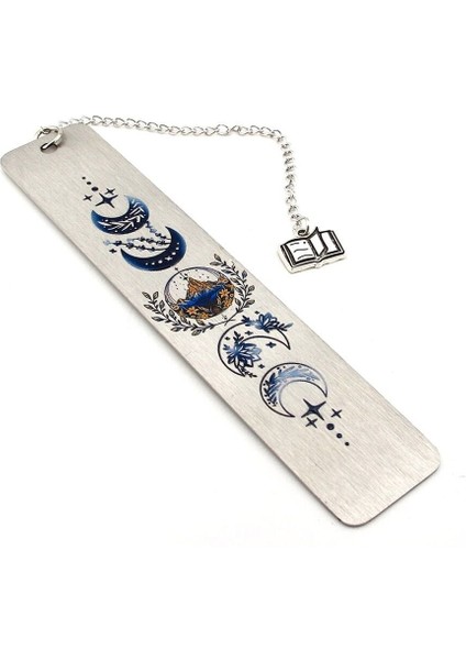 Ay Hilal Çiçekli Paslanmaz Çelik Bookmark Metal Ayraç Kitap Ayracı Zincirli AY048 fırsatları