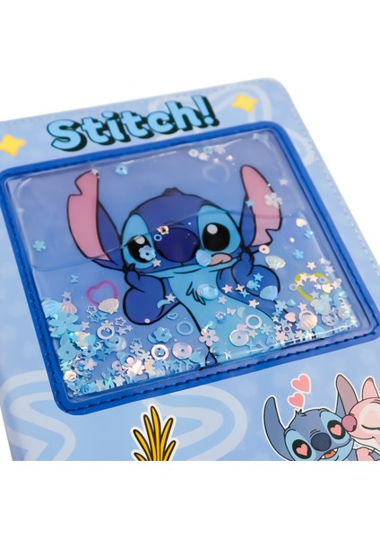 22X15 Stitch Temalı Deri Kapaklı Sulu ve Hareketli Simli Defter | 120 Yaprak M3 Mavi fiyatları