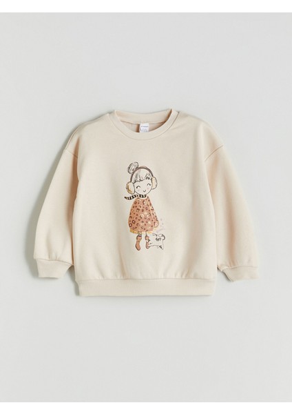 Yeni Sezon Bisiklet Yaka Kız Çocuk Sweatshirt