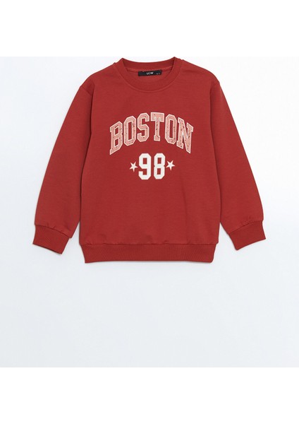 Yeni Sezon Bisiklet Yaka Baskılı Kız Çocuk Sweatshirt