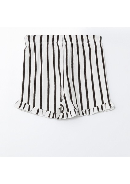 Yeni Sezon Beli Lastikli Çizgili Kız Bebek Şort modelleri