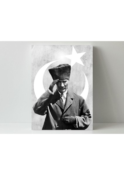 Atatürk Selam ve Türk Bayrağı - Ahşap Mdf Tablo