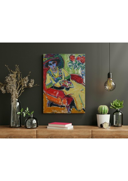 Ernst Ludwig -Kirchner Sitzende Dame (Dodo) 1907- Ahşap Mdf Tablo