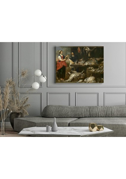 Adriaen Van Utrecht -Fishmonger's Stall - Ahşap Mdf Tablo