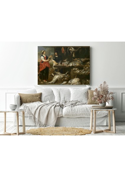 Adriaen Van Utrecht -Fishmonger's Stall - Ahşap Mdf Tablo fiyatları