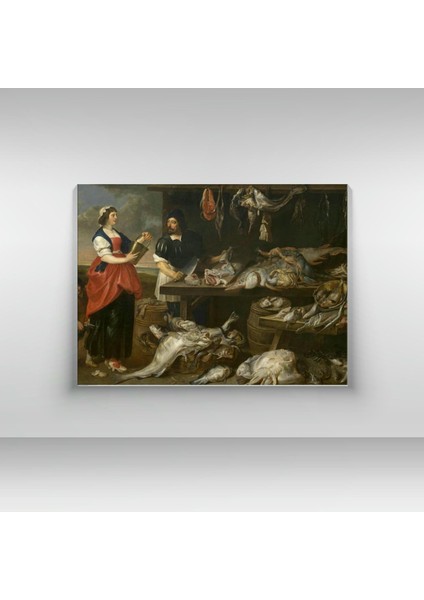 Adriaen Van Utrecht -Fishmonger's Stall - Ahşap Mdf Tablo fırsatları