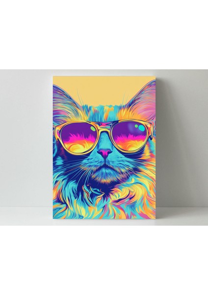 Gözlüklü Kedi Pop Art -Ahşap Mdf Tablo fiyatları