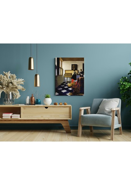 Johannes Vermeer - Lady At The Virginal With A Gentleman, The Music Lesson- Ahşap Mdf Tablo modelleri