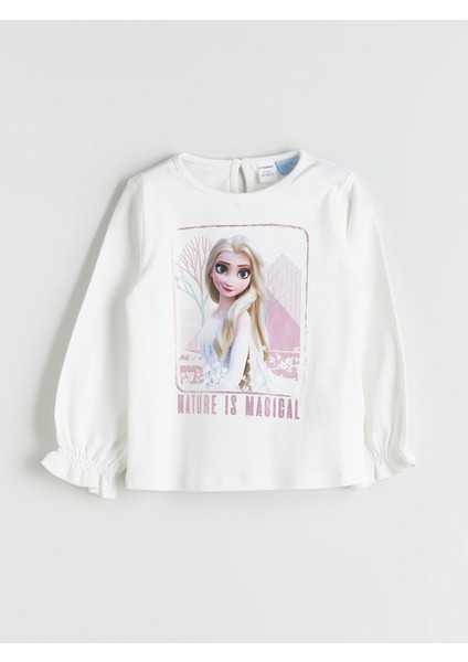 Yeni Sezon Bisiklet Yaka Frozen Baskılı Kız Çocuk Bluz