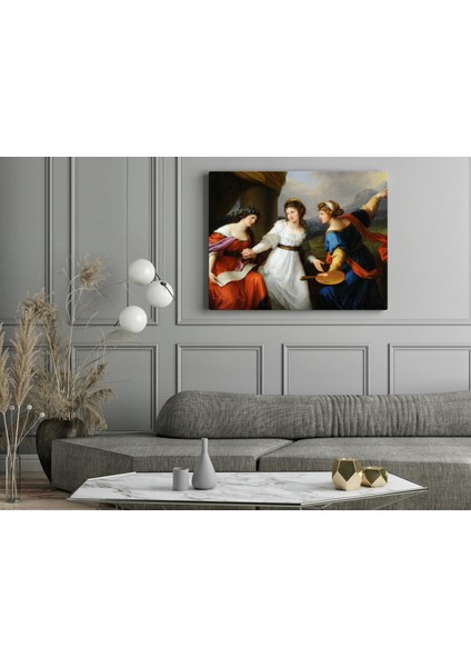 Angelica Kauffmann - Self-Portrait Of The Artist Hesitating Between The Arts Of Music And Painting - Ahşap Mdf Tablo