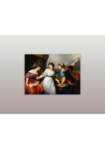 Angelica Kauffmann - Self-Portrait Of The Artist Hesitating Between The Arts Of Music And Painting - Ahşap Mdf Tablo modelleri