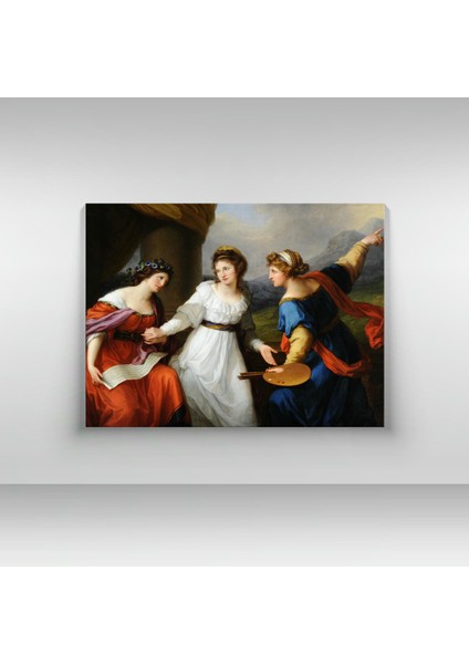 Angelica Kauffmann - Self-Portrait Of The Artist Hesitating Between The Arts Of Music And Painting - Ahşap Mdf Tablo fırsatları