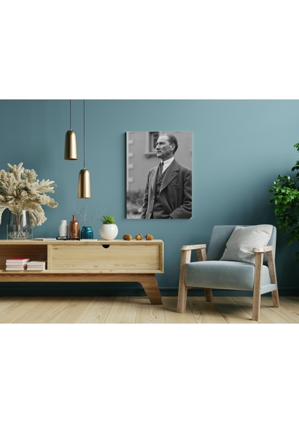 Mustafa Kemal Atatürk Gri Beyaz - Ahşap Mdf Tablo fırsatları