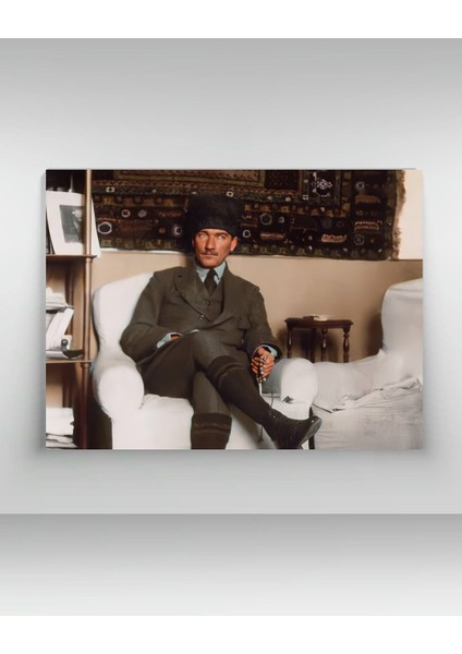 Atatürk Koltukta Oturuyor - Ahşap Mdf Tablo fiyatları