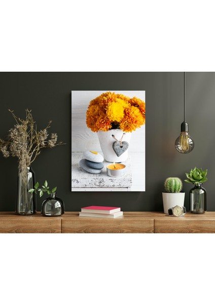 Saksıda Sarı Kasımpatı - Ahşap Mdf Tablo