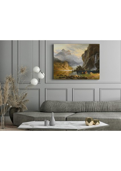 Albert Bierstadt -Indians Spear Fishing - Ahşap Mdf Tablo