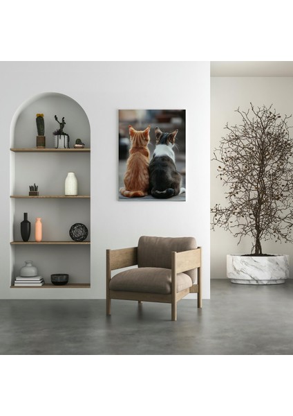 Iki Kedi Bir Arada - Ahşap Mdf Tablo fiyatları