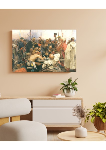 Ilya Repin - Türk Sultanına Mektup Yazan Zaporojya Kazakları - Ahşap Mdf Tablo