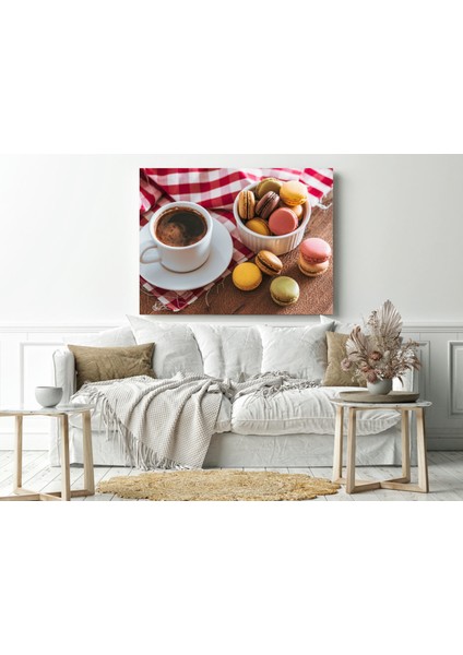 Türk Kahvesi ve Makaron - Ahşap Mdf Tablo
