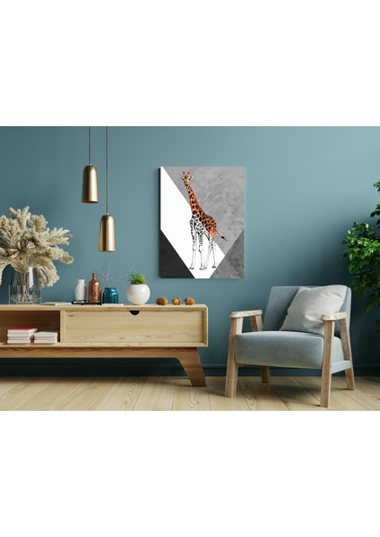 Zürafa Siyah Beyaz Geometrik -Ahşap Mdf Tablo modelleri