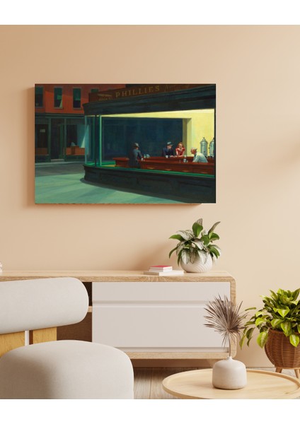 Edward Hopper -Nighthawks - Ahşap Mdf Tablo