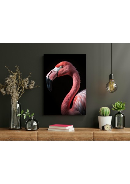 Flamingo Siyah Arkaplan -Ahşap Mdf Tablo