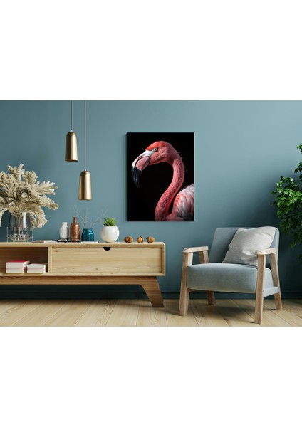 Flamingo Siyah Arkaplan -Ahşap Mdf Tablo modelleri