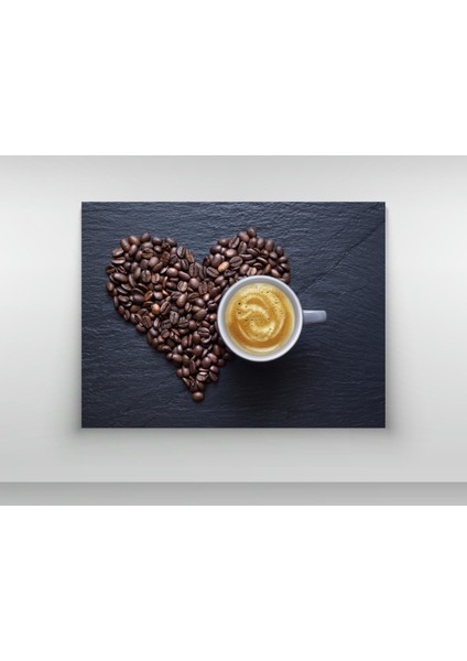 Çekirdek Kahveden Kalp ve Espresso - Ahşap Mdf Tablo fiyatları