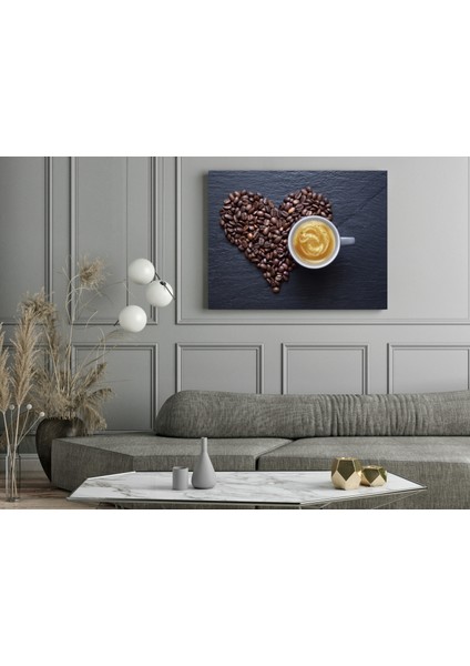 Çekirdek Kahveden Kalp ve Espresso - Ahşap Mdf Tablo fırsatları
