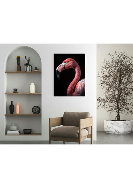 Flamingo Siyah Arkaplan -Ahşap Mdf Tablo fırsatları
