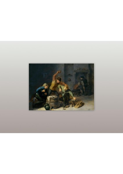 Adriaen Brouwer -Peasants Brawling Over Cards - Ahşap Mdf Tablo modelleri