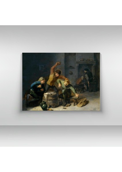 Adriaen Brouwer -Peasants Brawling Over Cards - Ahşap Mdf Tablo fırsatları