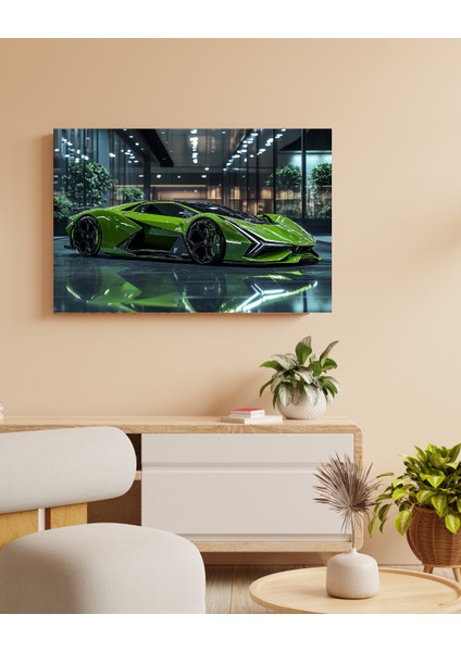 Yeşil Lambo Showroom - Ahşap Mdf Tablo
