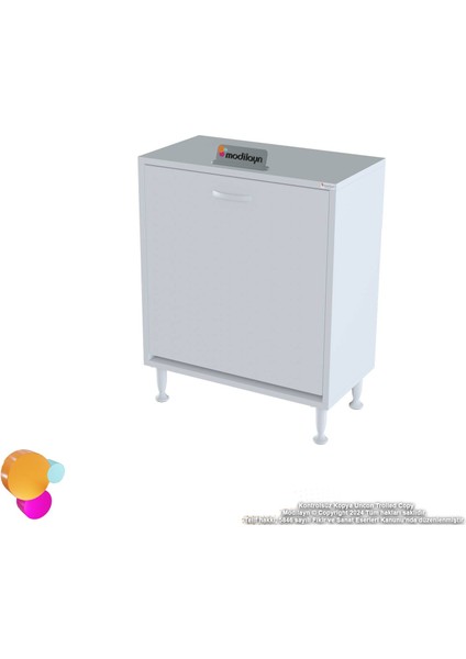 Efil Banyo Dolabı Düzenleyici Dolap Tek Gözlü Sepet Hazneli Mini Banyo Dolabı 55X75X32,5 cm
