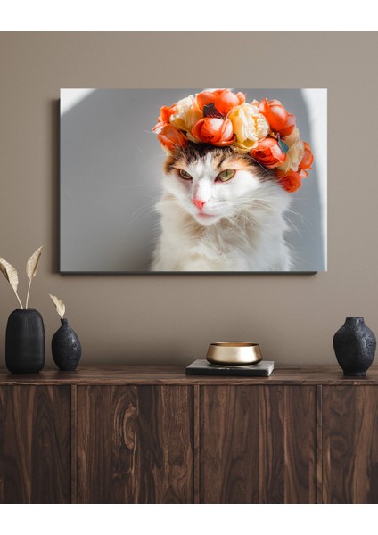 Kedi Çiçek Başlık - Ahşap Mdf Tablo fırsatları