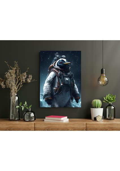 Astronot Penguen - Ahşap Mdf Tablo