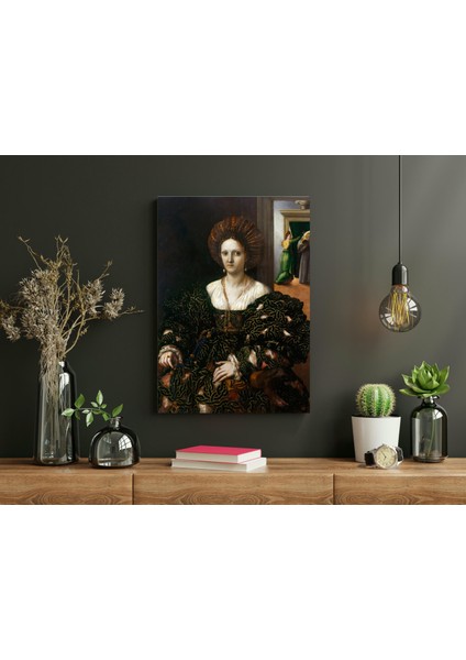 Giulio Romano - Portrait Of Margherita Paleologo- Ahşap Mdf Tablo