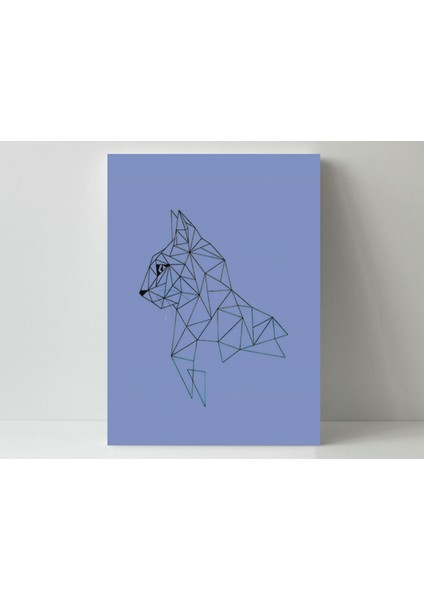Geometrik Kedi Mor Arkaplan -Ahşap Mdf Tablo