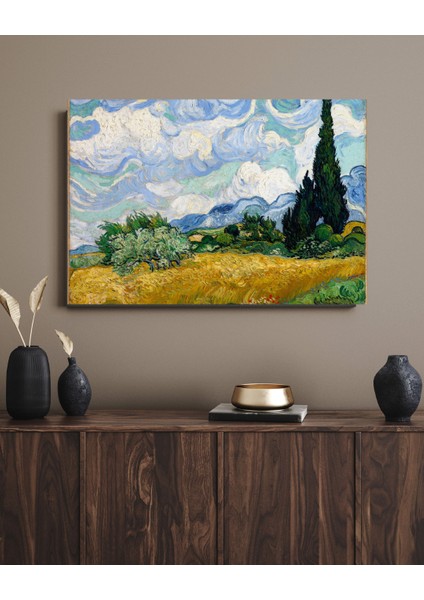 Vincent Van Gogh - Wheat Field With Cypresses - Ahşap Mdf Tablo fırsatları
