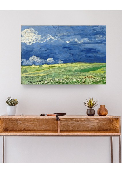 Vincent Van Gogh - Wheatfield Under Thunderclouds - Ahşap Mdf Tablo modelleri