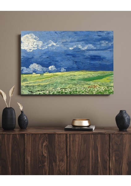 Vincent Van Gogh - Wheatfield Under Thunderclouds - Ahşap Mdf Tablo fırsatları