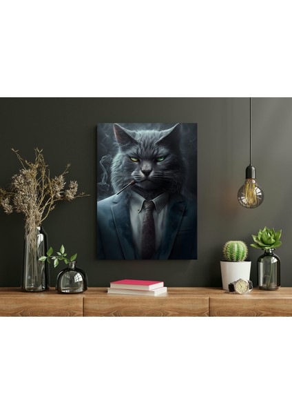 Kedi Iş Hayvanı - Ahşap Mdf Tablo