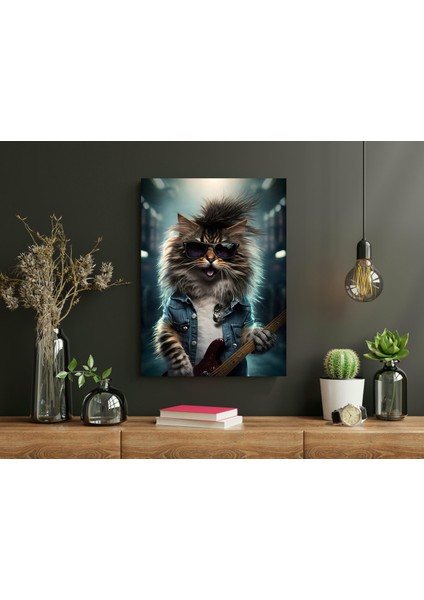 Kedi Rock - Ahşap Mdf Tablo