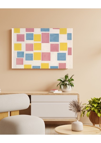 Pierre Mondrian - Composition With Colour Fields - Ahşap Mdf Tablo
