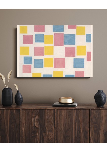Pierre Mondrian - Composition With Colour Fields - Ahşap Mdf Tablo fırsatları