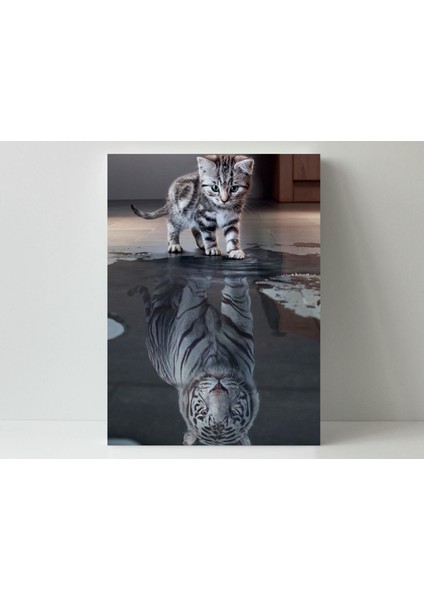 Kedi Yansıma Kaplan -Ahşap Mdf Tablo fiyatları